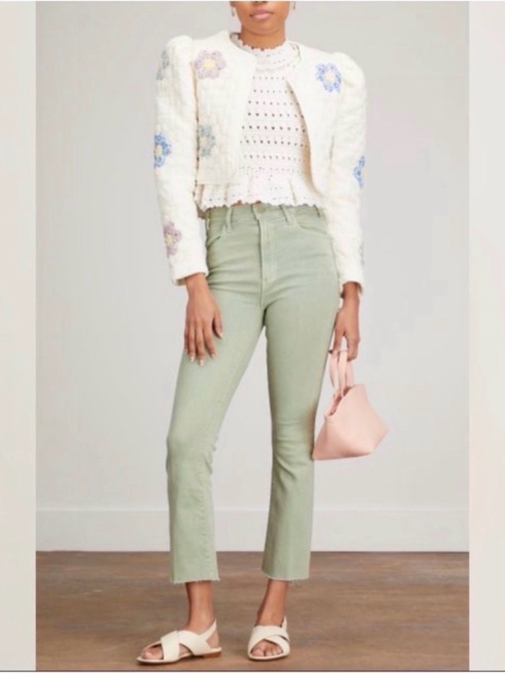 Mother Denim The Hustler Ankle Fray Jean in Iceberg Green Women’s size 25 - Picture 3 of 16